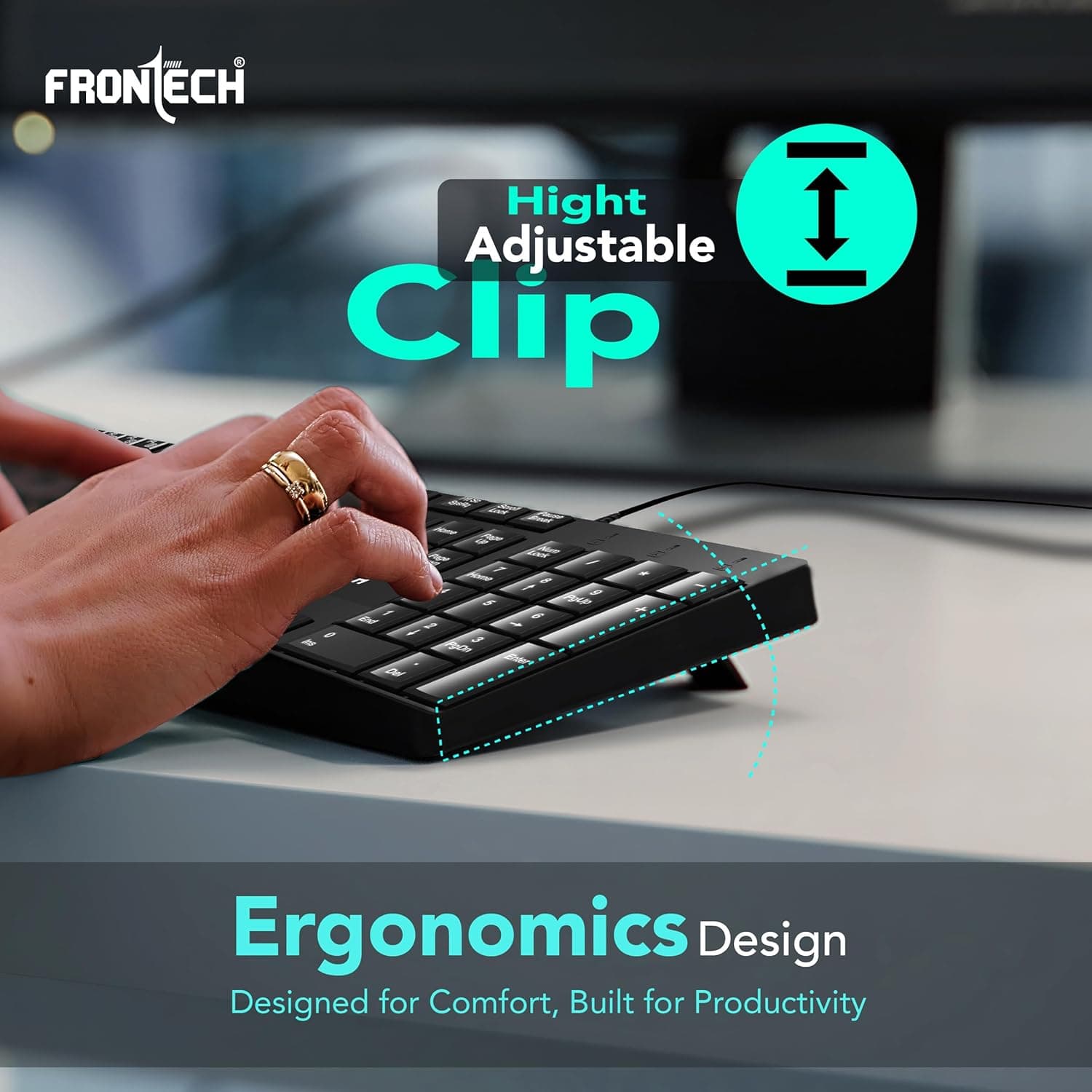 FRONTECH PrecisionFlow USB Keyboard - Ergonomic Design & Silent Typing for Windows (FT-1671) thumbnail