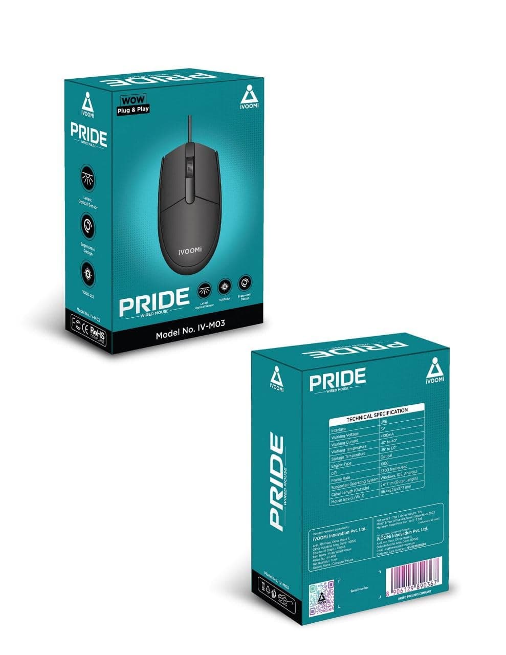 IVOOMI Pride Wired USB Mouse Plug & Play thumbnail