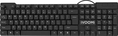 iVoomi Quest + Wired USB Standard Desktop Keyboard Compatible with Desktop, Laptop, Mac stand support,IVOOMI QUEST (Black)